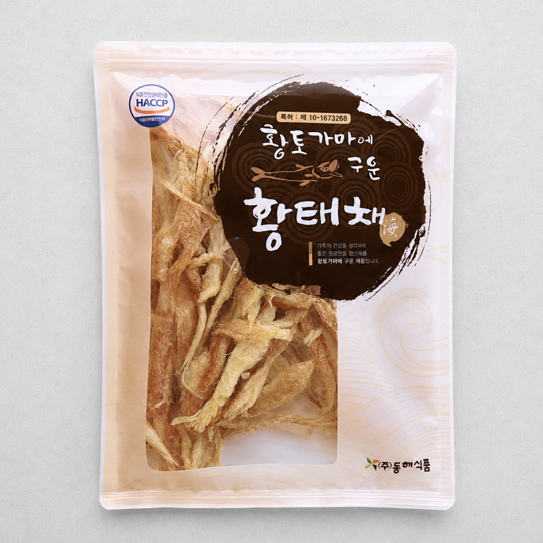 동해 황토ラ마에 구운 황태채 100G(DH 明太鱼片 100G)