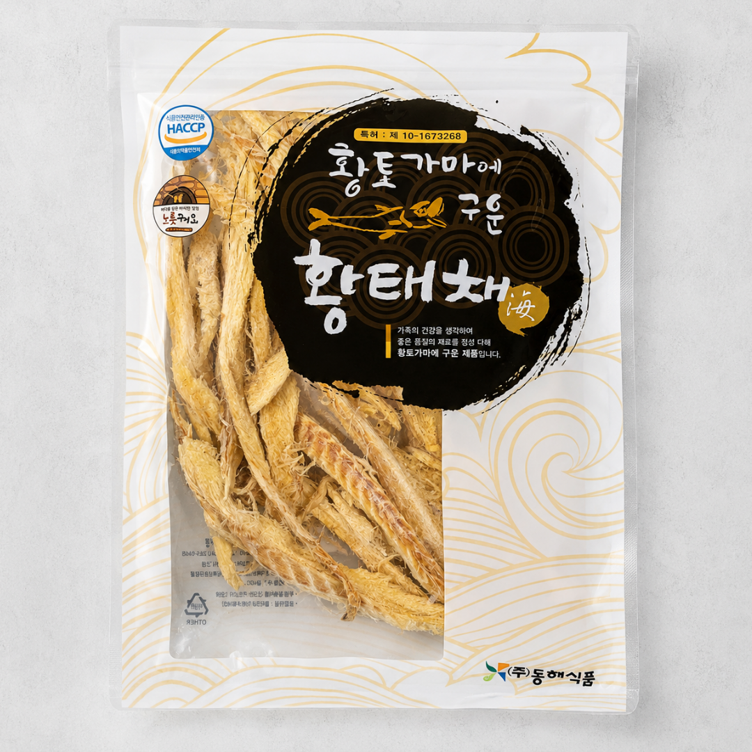 동해 황토ラ마에 구운 황태채 100G(DH 明太鱼片 100G)