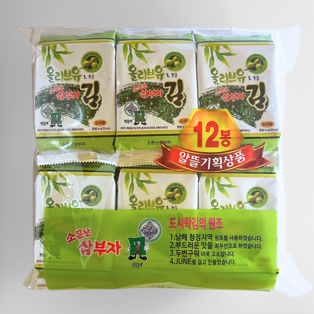 삼부자 올리브 도시락김 12봉(SBJ 橄榄烤海苔 4.5g*12)