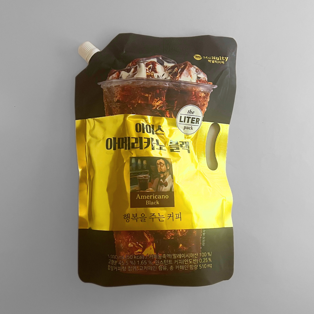맥널티 행복 아և스 아메리카노 블랙 1L(MT Happy 美式咖啡黑色袋装 1L)