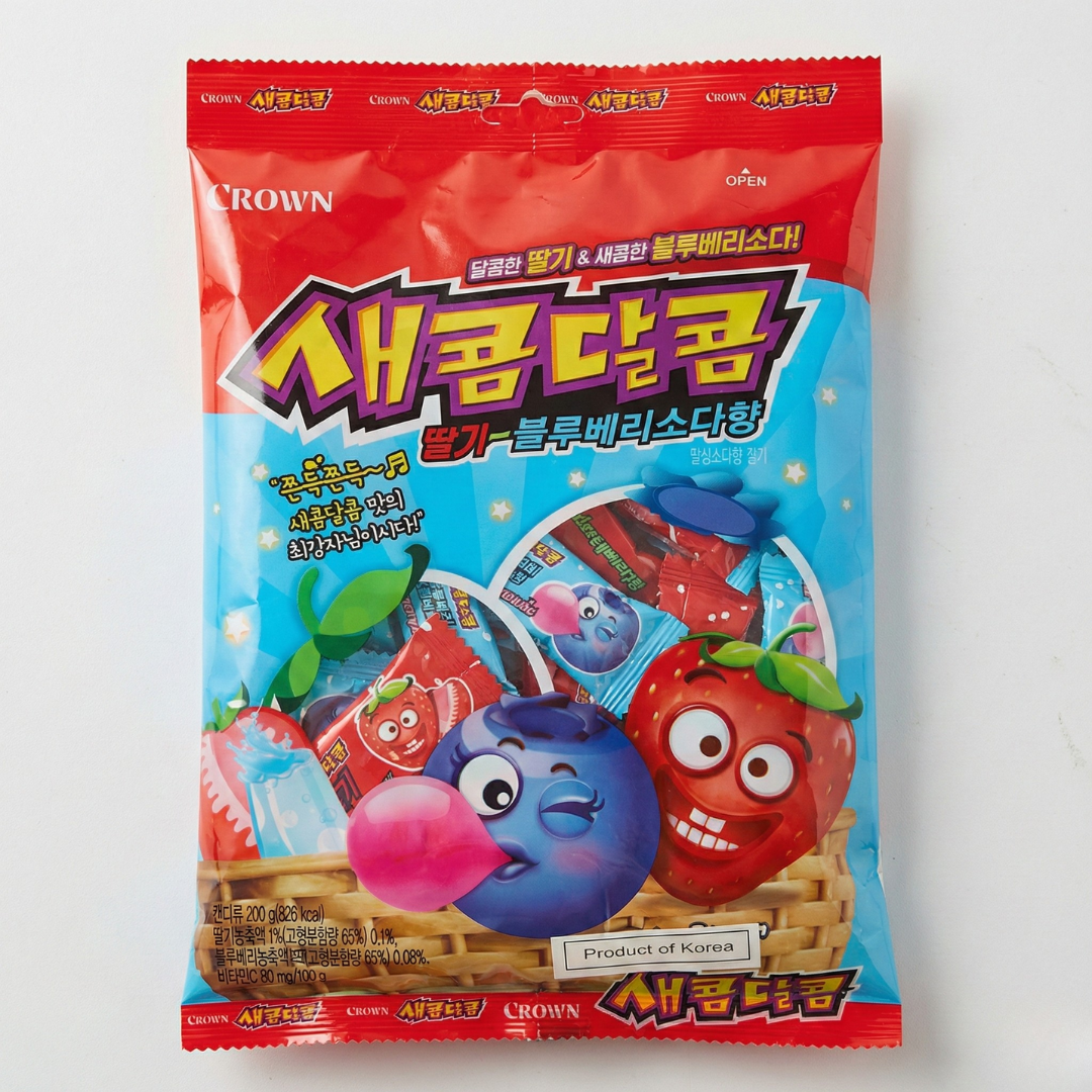 크라운 새콤달콤 딸기&블루베리 200G(CROWN SAKOM DALKOM STRAWBERRY & BLUEBERRY 200G)