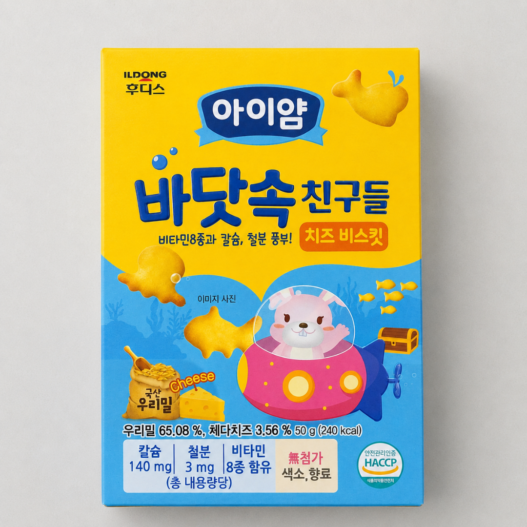 일동후디스 아이얌 바닷속 친구들 비스킷 치즈 50G(IDF BISCUIT SEA FRIENDS CHEESE 50G)
