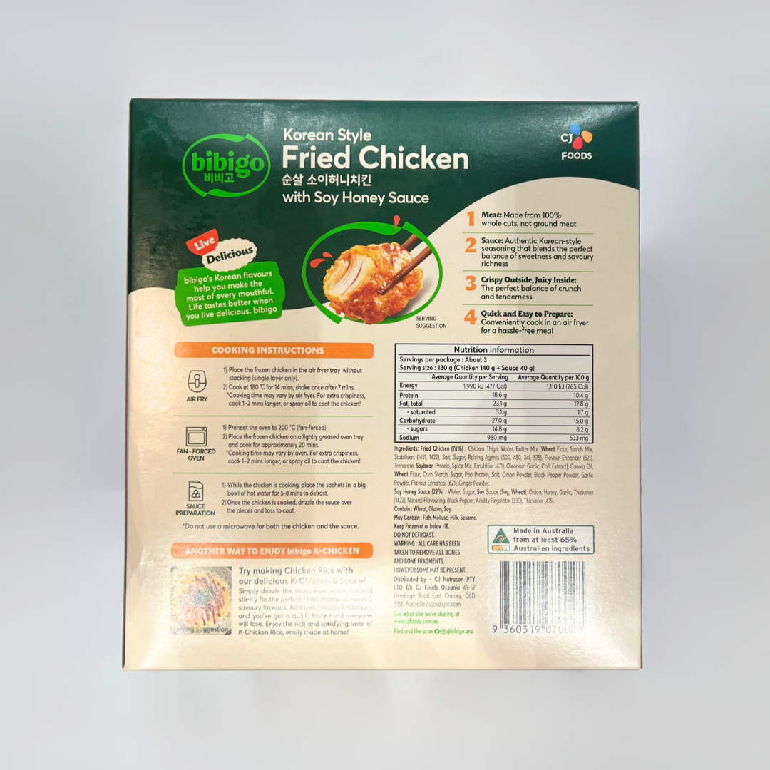 CJ 순살 소기허니치킨 550G(CJ韩炸鸡酱油)