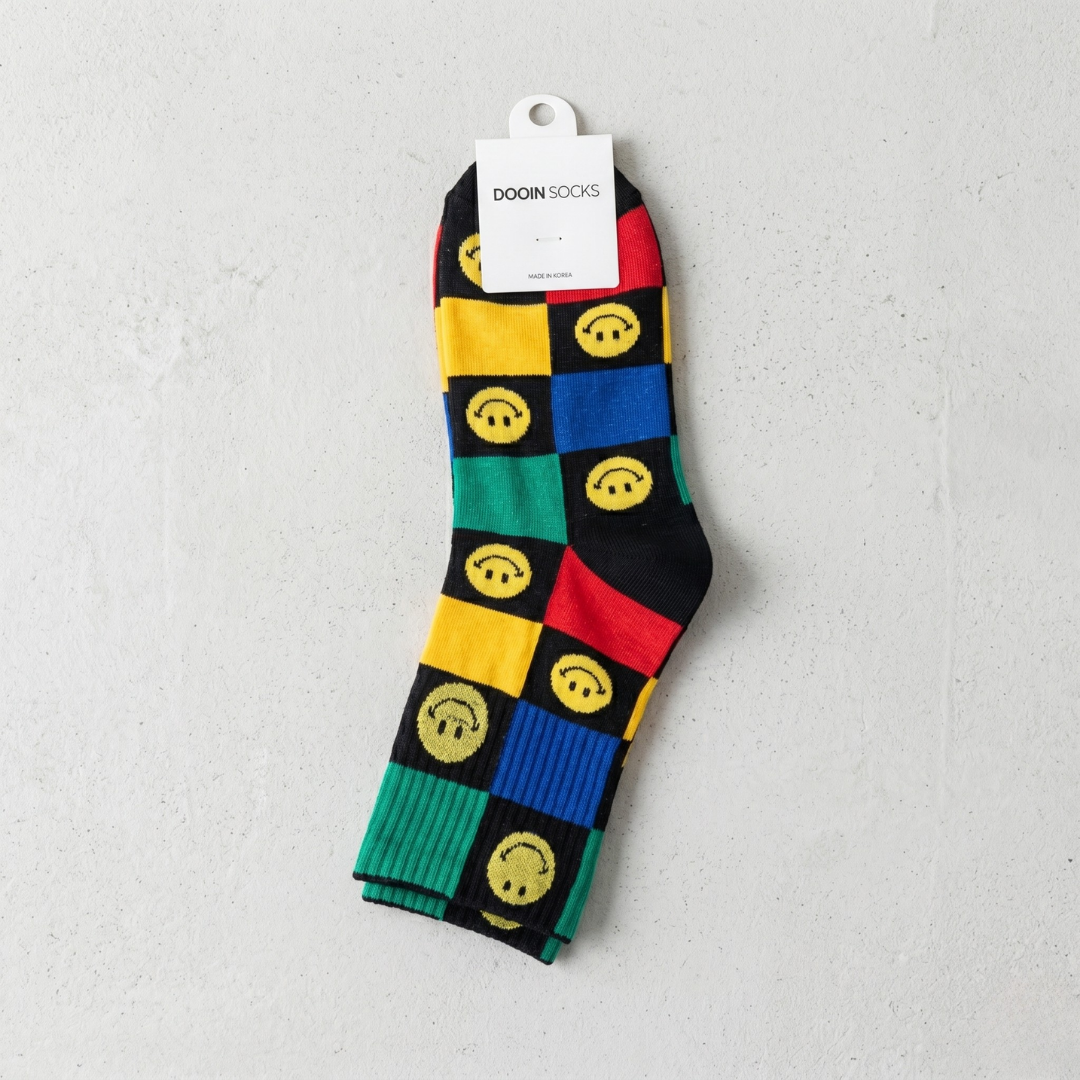 바둑 스마일 M 블랙(K-SOCKS Checkerboard Smile BLACK)