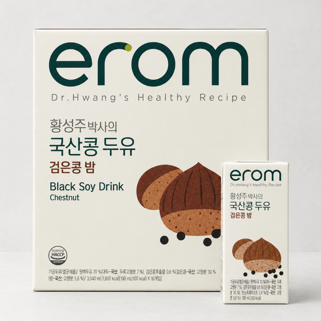 이롬 황성주 국산콩두유 검은콩밤 190ML*16(EROM BLACK SOY DRINK WITH CHESTNUT 190ML*16)[MULTI]