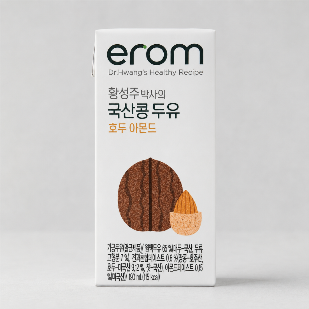 이롬 황성주 국산콩두유 호두아몬드 190ML(EROM WALNUT ALMOND SOY DRINK 190ML)[SINGLE]