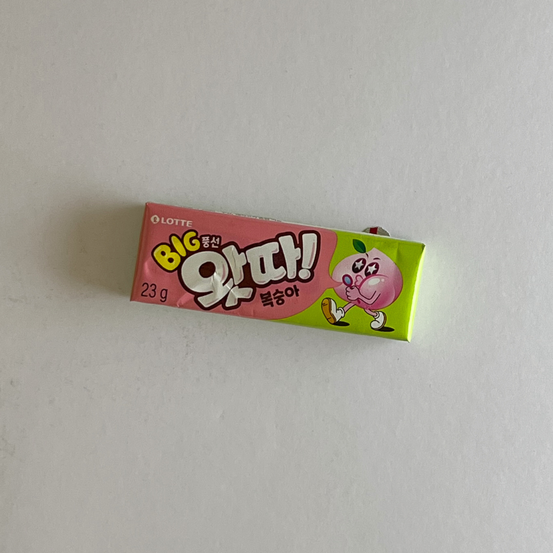 롯데 풍선껌 왓따(복숭아) 23g(LT 泡泡糖(桃子) 23g)