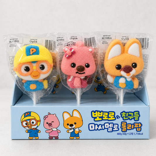 뽀로로 마쉬멜로우 롤리팝 40G(PORORO MARSHMALLOW LOLLIPOP 40G)
