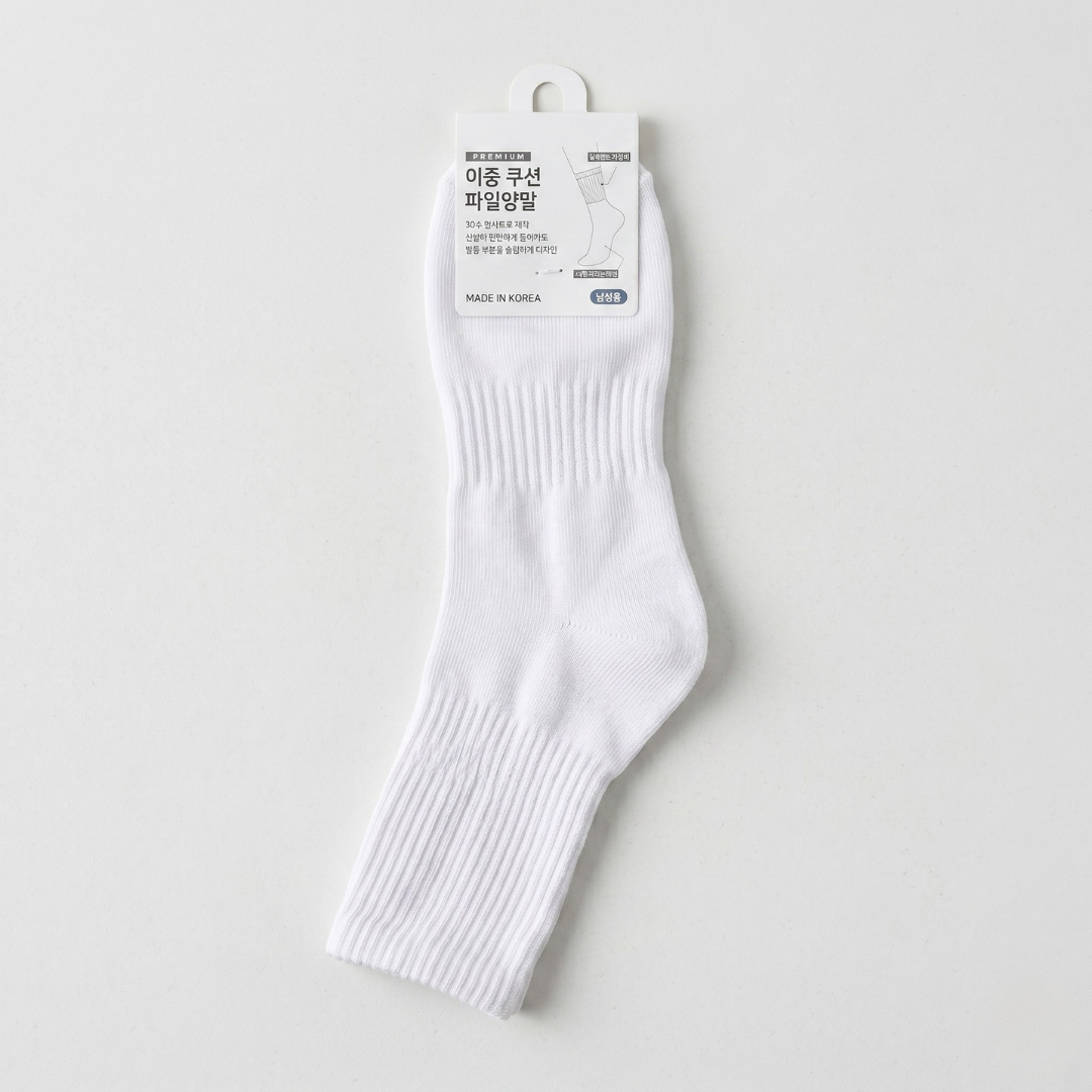 이중파일 중목 L 화이트(K-SOCKS Double Layer Crew WHITE L)