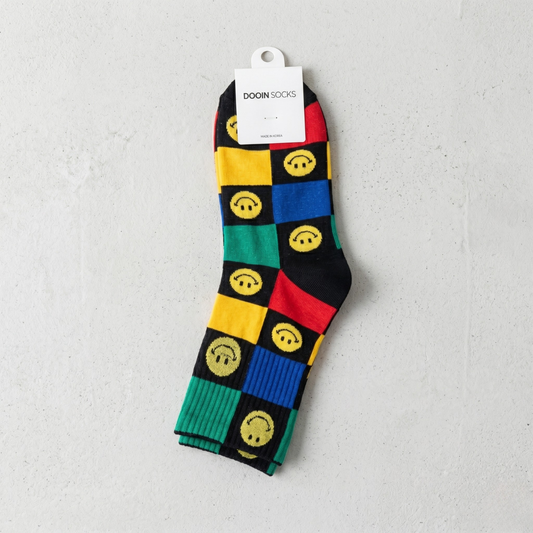 바둑 스마일 M 블랙(K-SOCKS Checkerboard Smile BLACK)