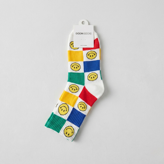 바둑 스마일 M 아이보리(K-SOCKS Checkerboard Smile IVORY)