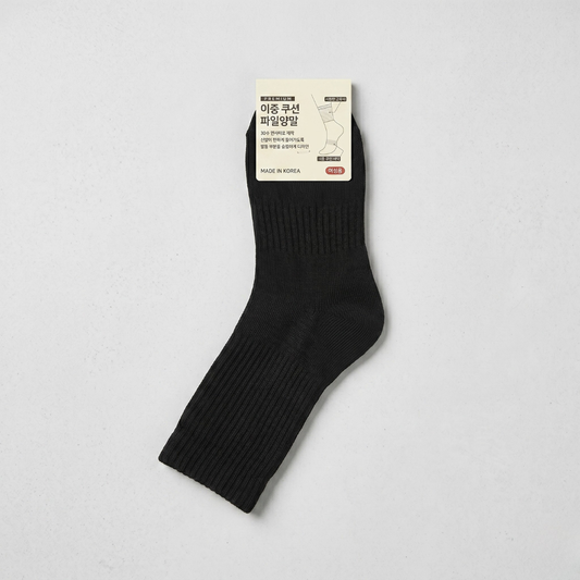 이중파일 중목 M 블랙(K-SOCKS Double Layer Crew BLACK M)