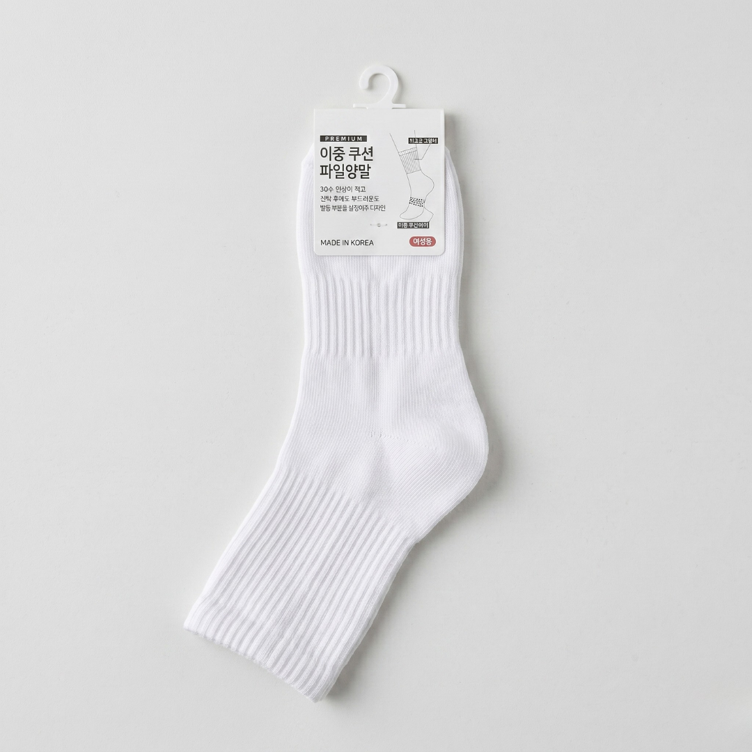 이중파일 중목 M 화이트(K-SOCKS Double Layer Crew WHITE M)