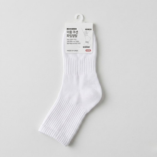 이중파일 중목 M 화이트(K-SOCKS Double Layer Crew WHITE M)