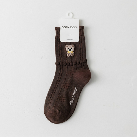 하트곰 M 다크 브라운(K-SOCKS Heart Teddy Bear DARK BROWN)