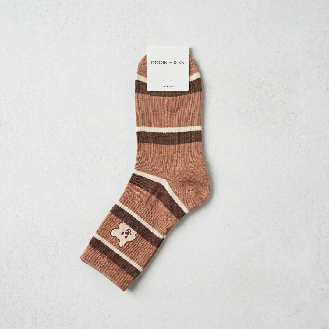 쿼카 M 줄 다크 브라운(K-SOCKS Quokka DARK BROWN STRIPE)