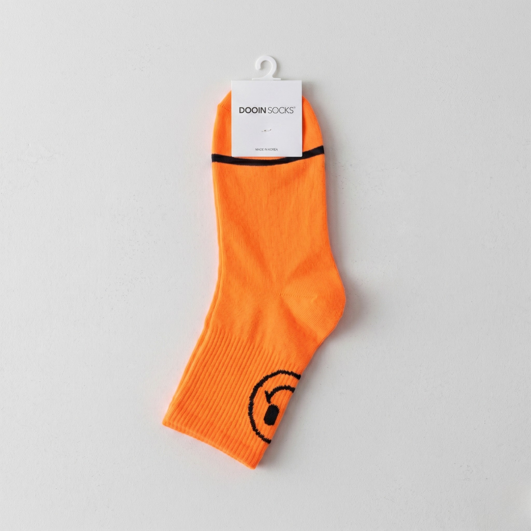 스마일 벤딩 중목 M 형광주황(K-SOCKS Smile Band Crew NEON ORANGE)